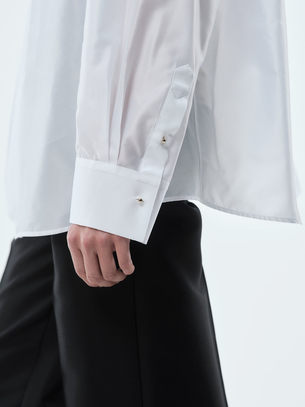 Plastron shirt in sheer taffetas