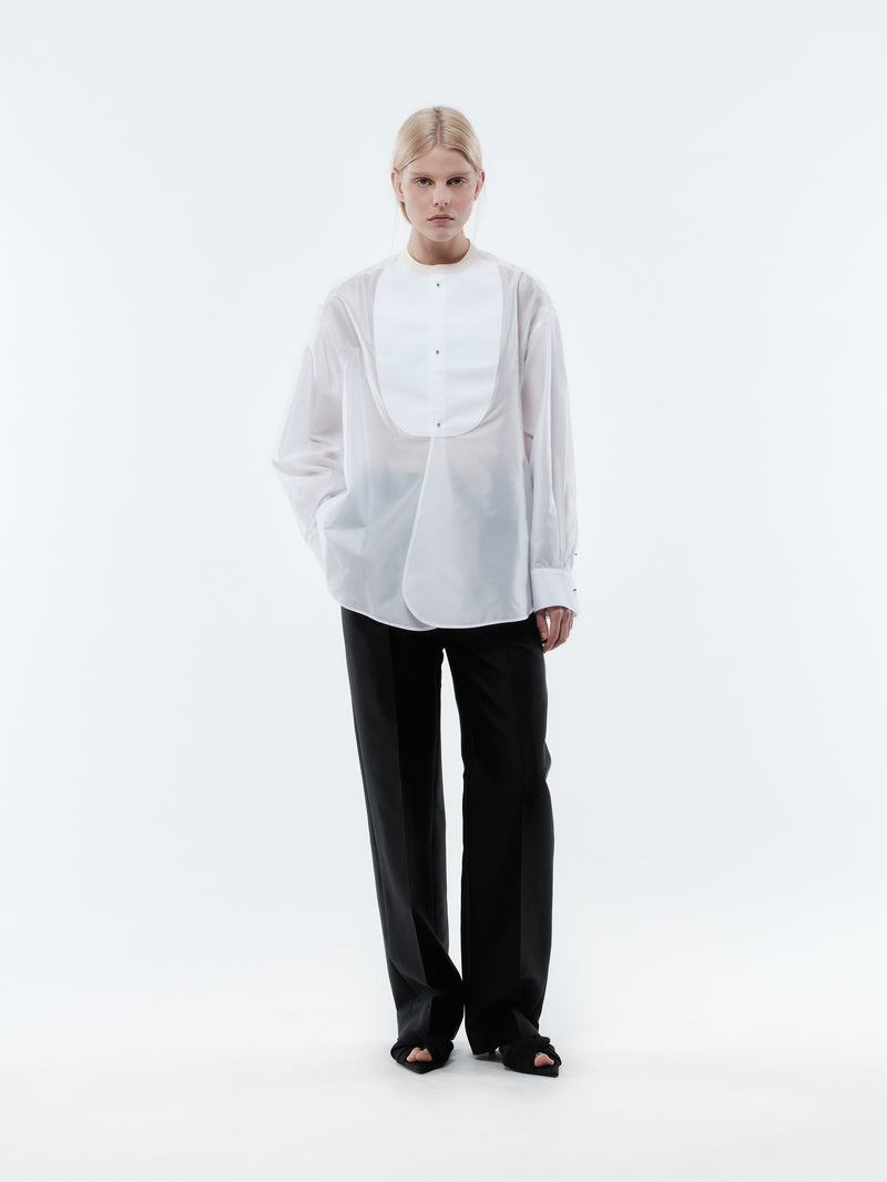 Plastron shirt in sheer taffetas