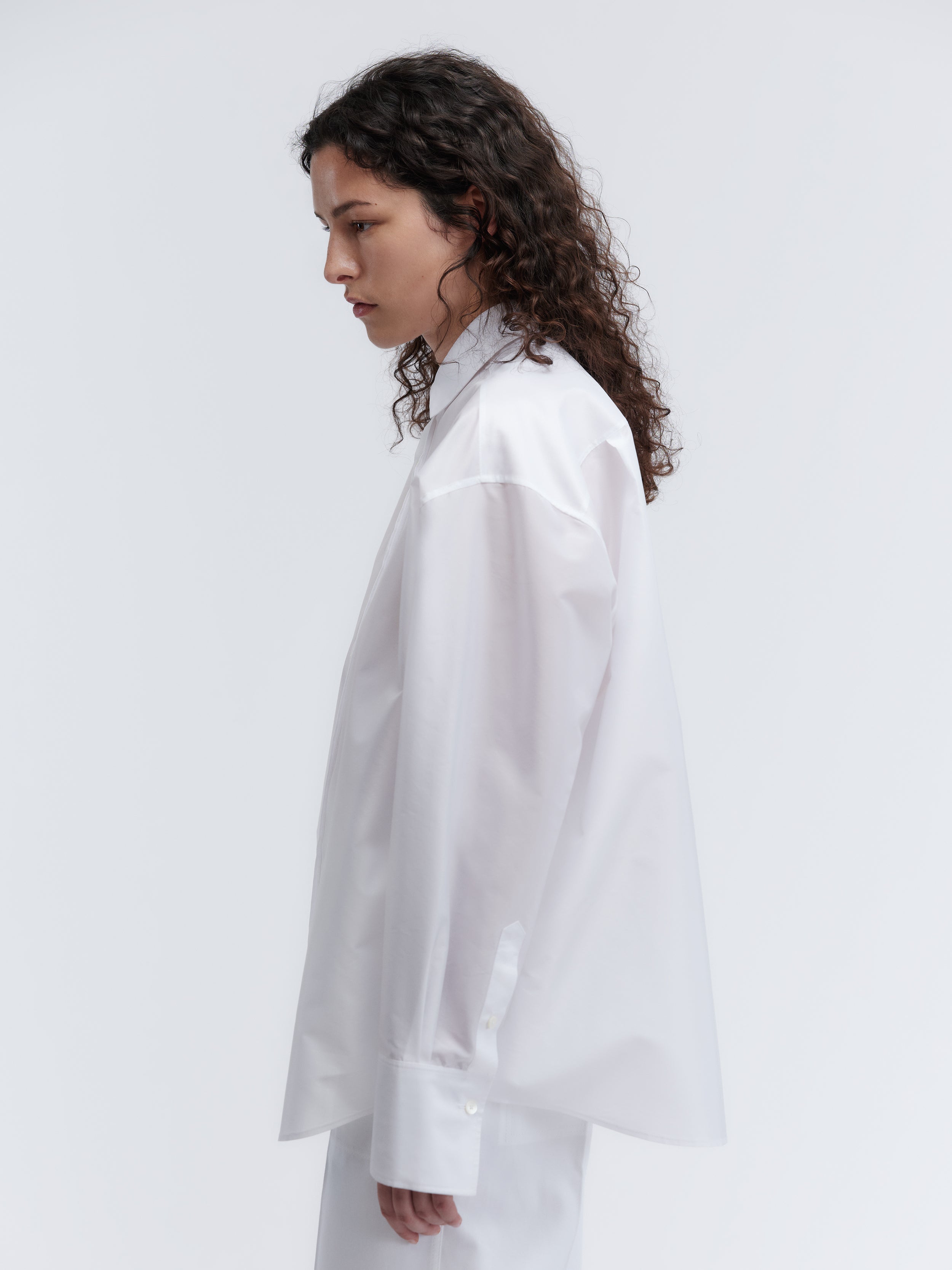Oversized shirt in sheer taffeta