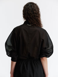 Asymmetrical collar shirt in cotton voile