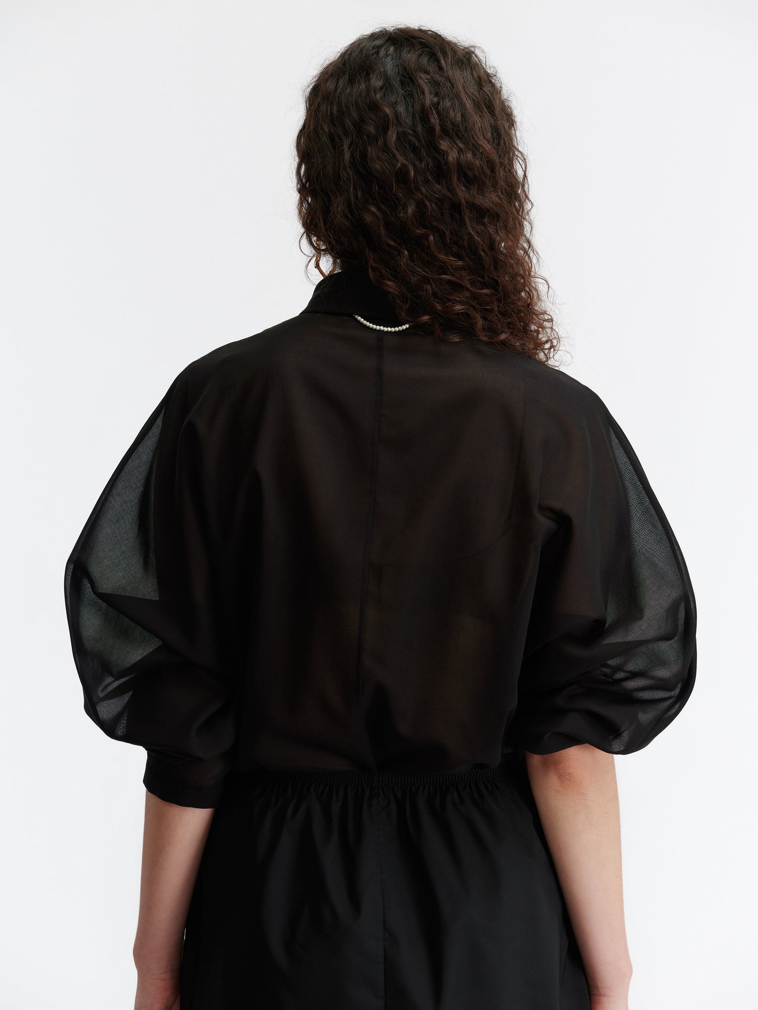 Chemise col asymétrique en voile de coton