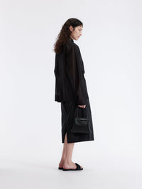 Asymmetrical collar shirt in cotton voile