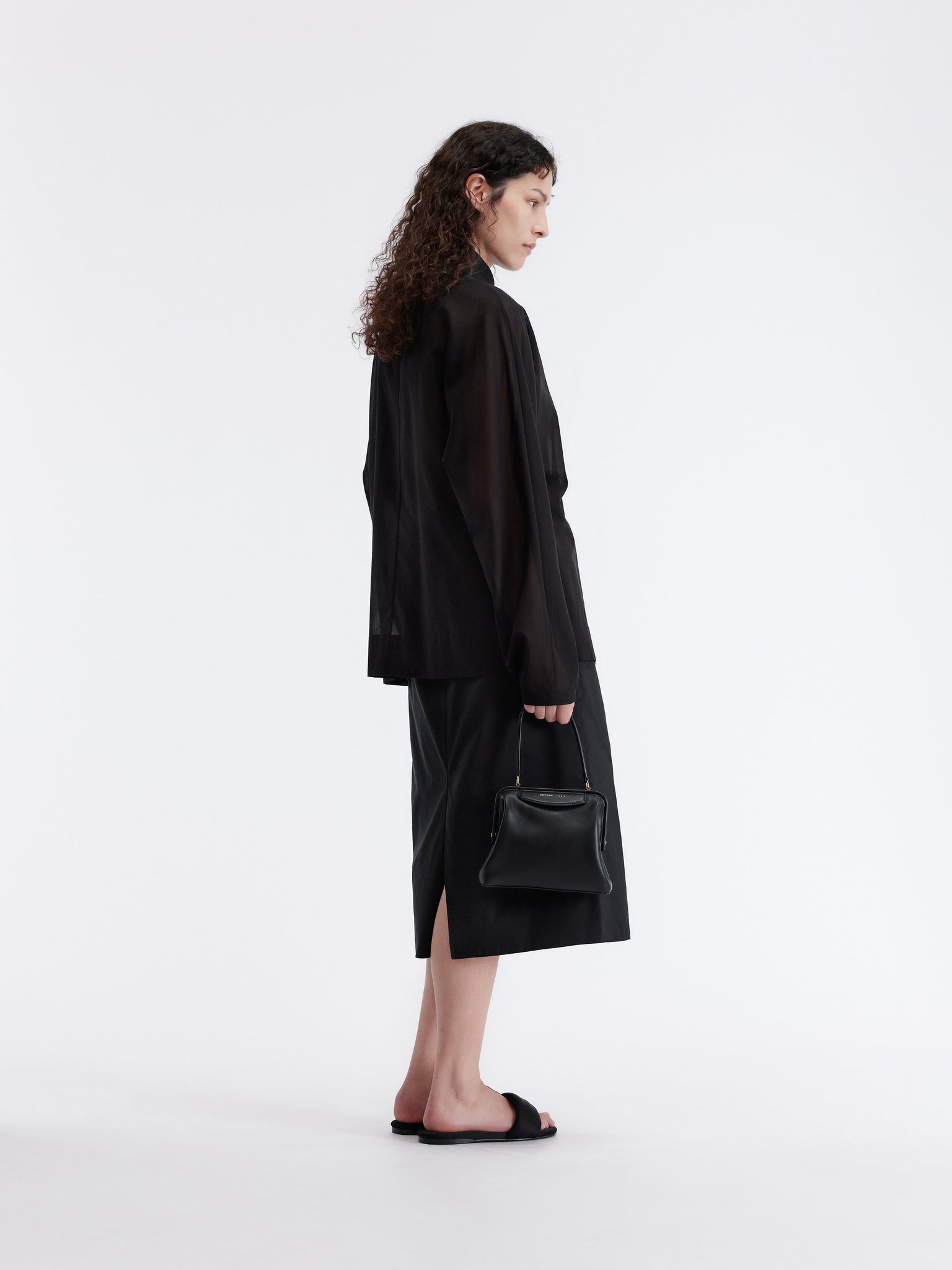 Chemise col asymétrique en voile de coton