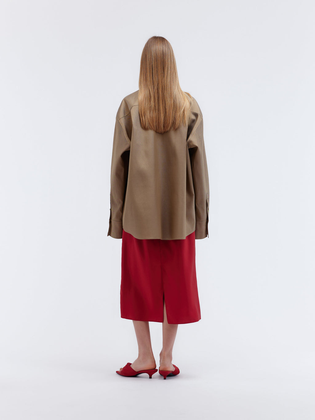 Oversized shirt in silk wool couture