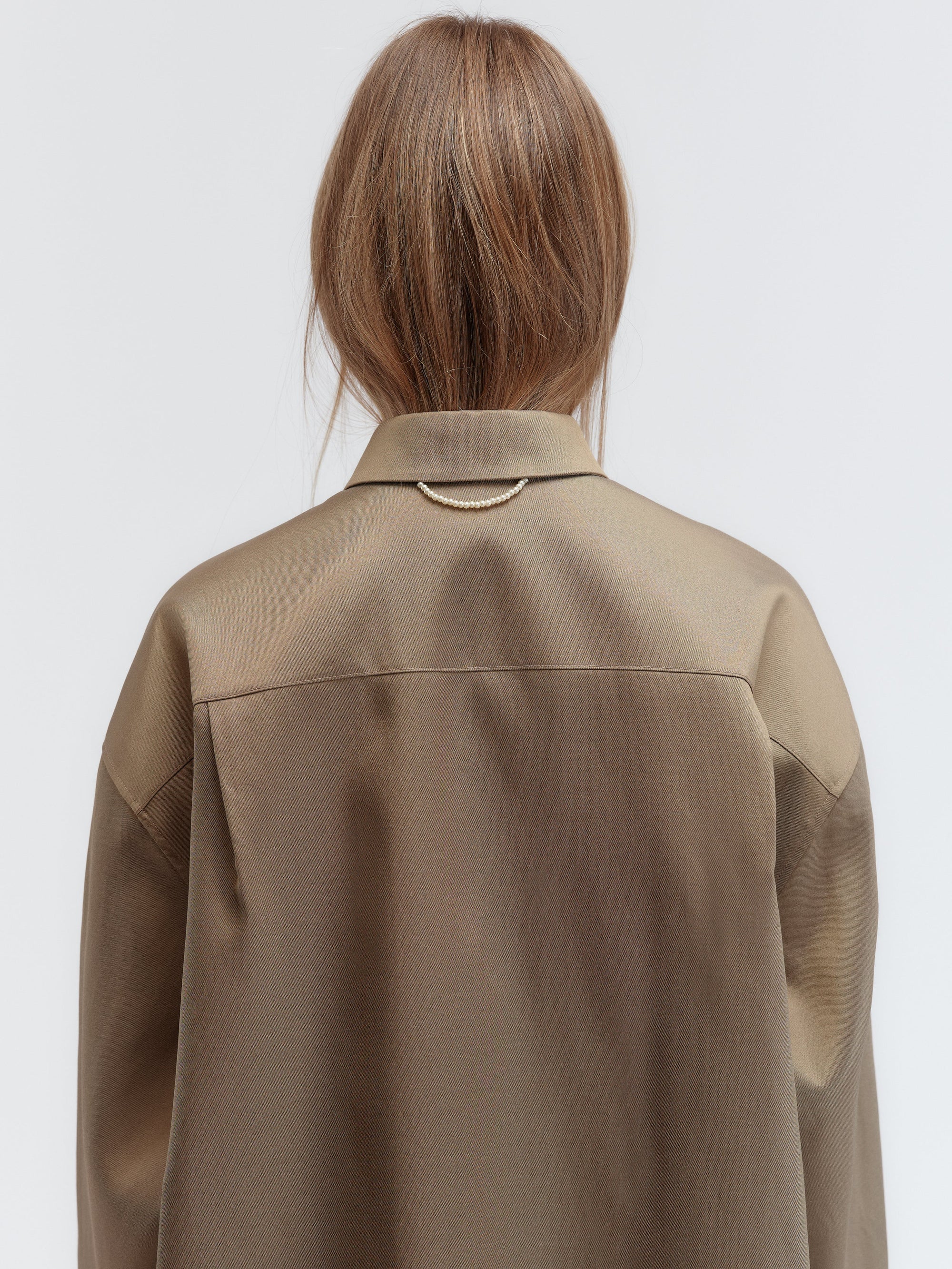 Oversized shirt in silk wool couture