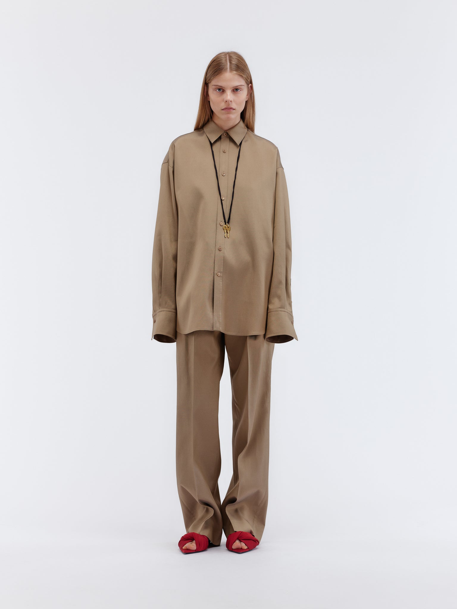 Oversized shirt in silk wool couture