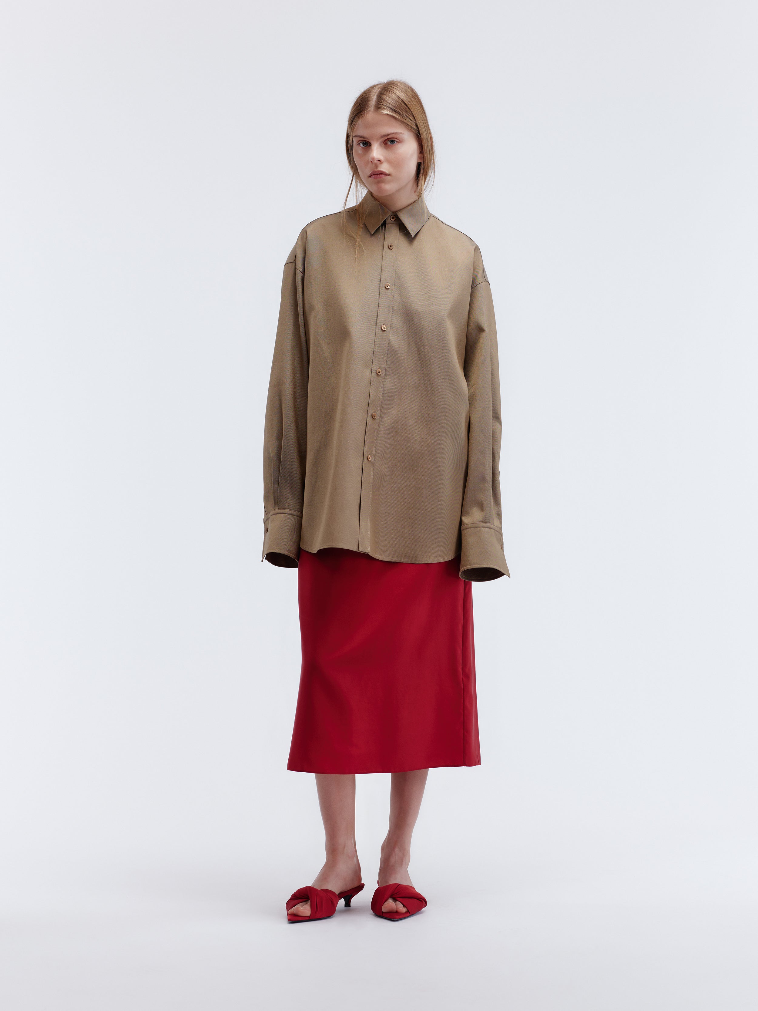 Oversized shirt in silk wool couture