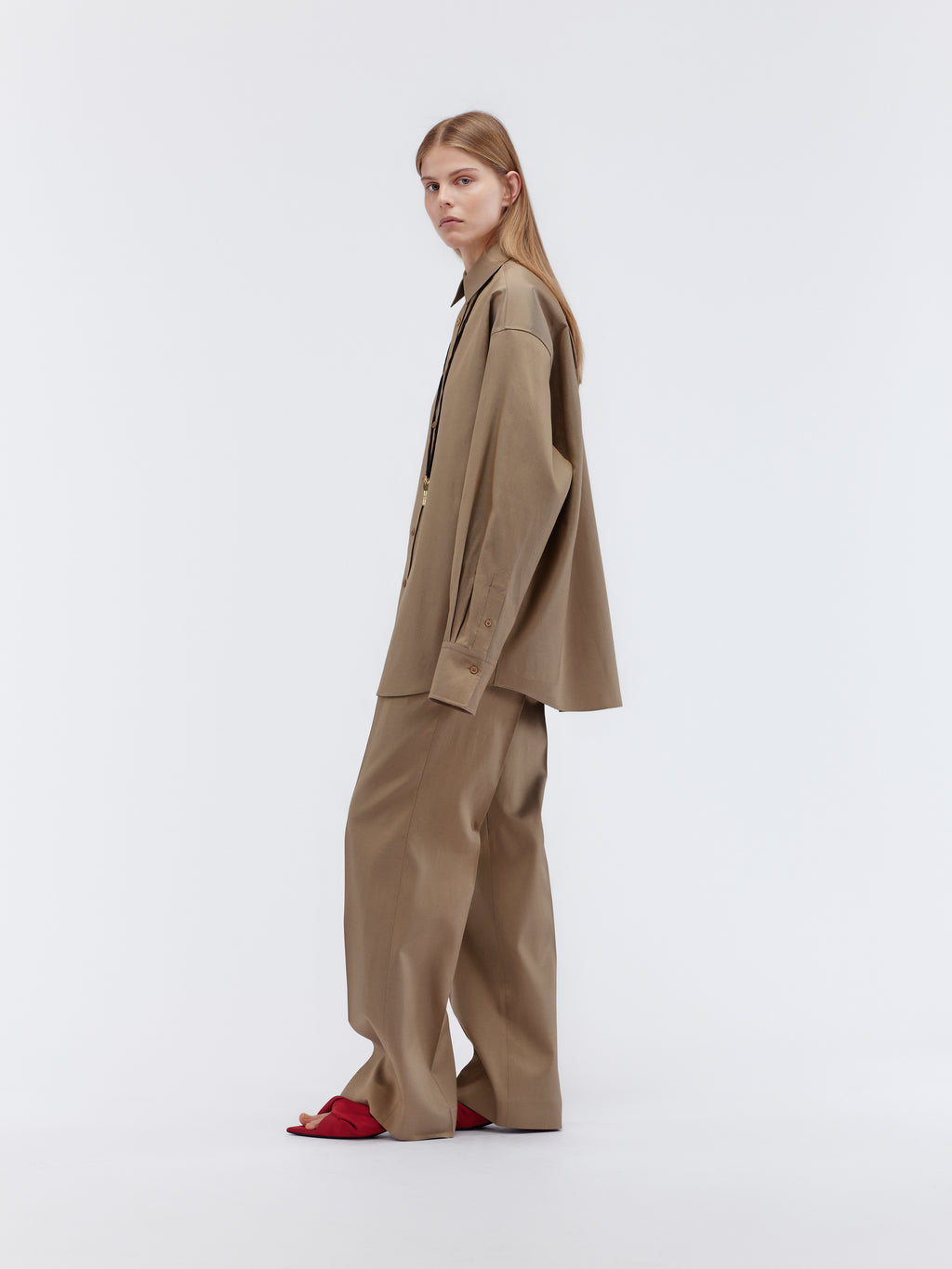 Chemise oversize en soie et laine couture