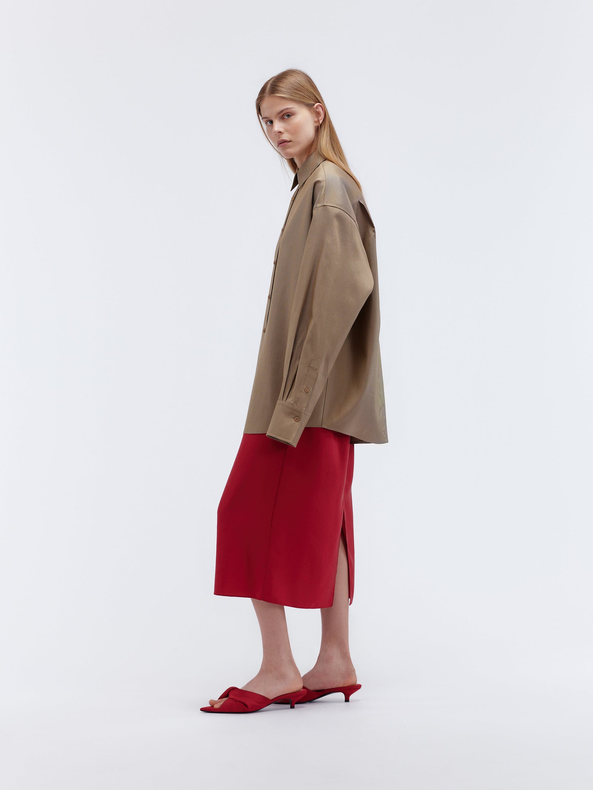 Oversized shirt in silk wool couture