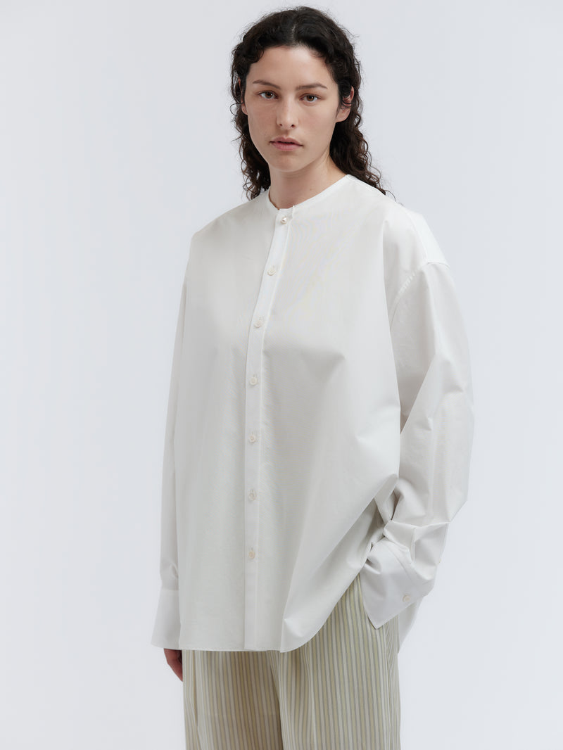 Chemise sans col en popeline de coton