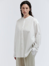 Chemise sans col en popeline de coton