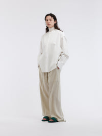 Chemise sans col en popeline de coton