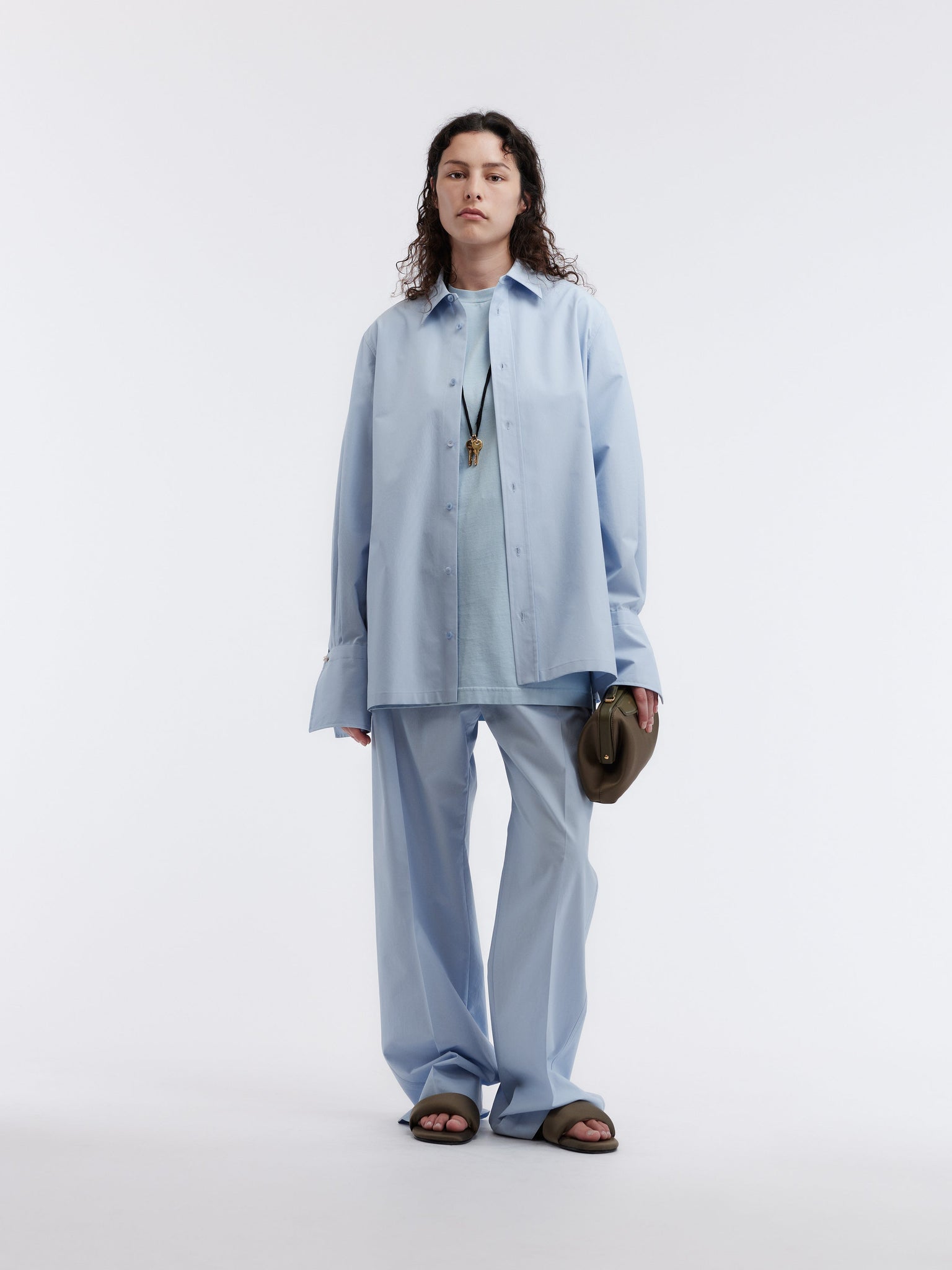 Long shirt in light cotton poplin