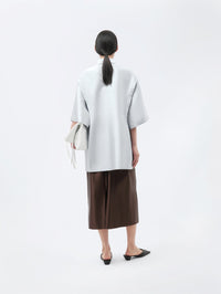 Short sleeve overshirt in silk wool couture