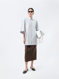 Short sleeve overshirt in silk wool couture