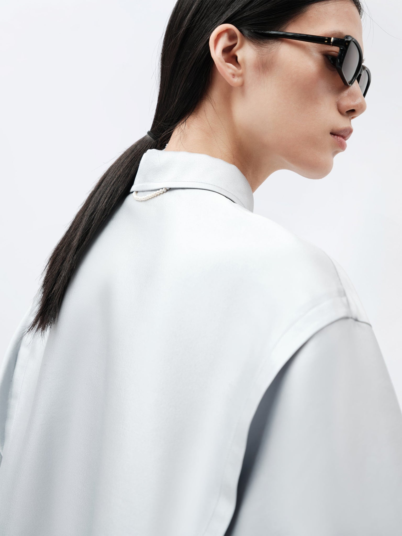 Short sleeve overshirt in silk wool couture