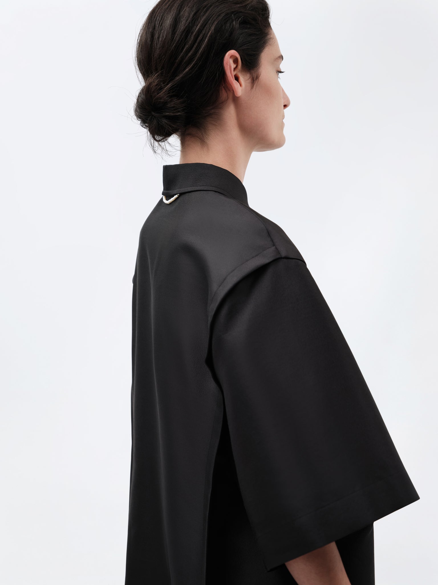 Surchemise manches courtes en soie et laine couture