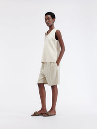 Short taille élastiquée en soie