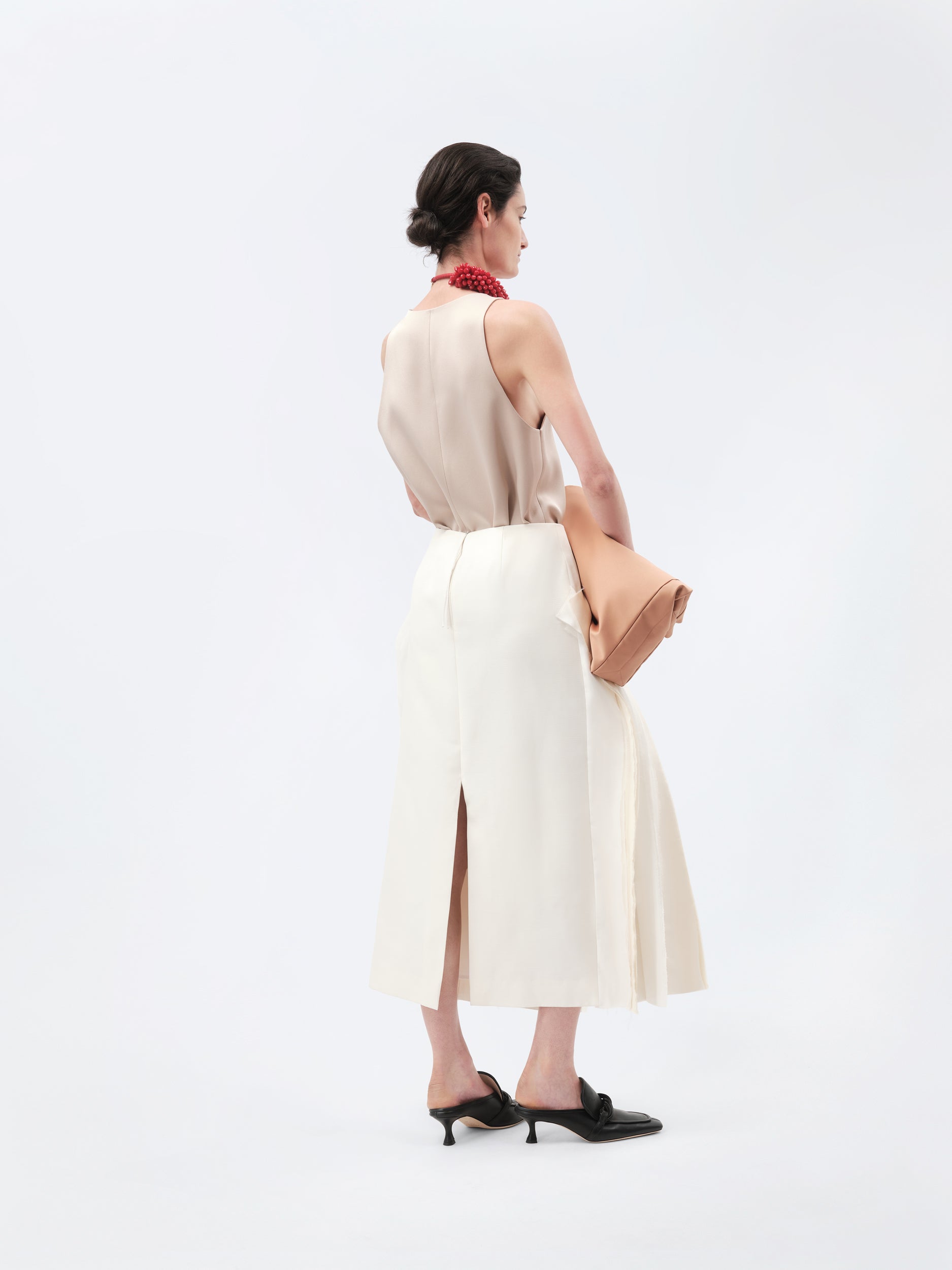 Millefeuille skirt in silk wool toile