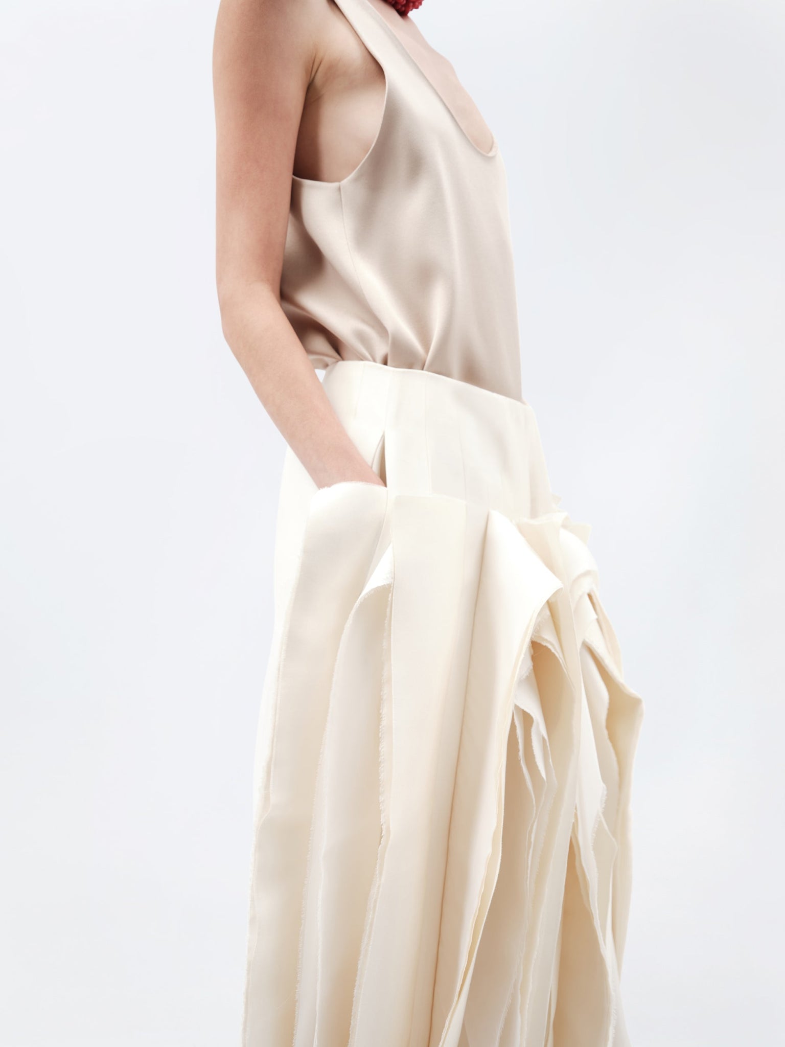 Millefeuille skirt in silk wool toile