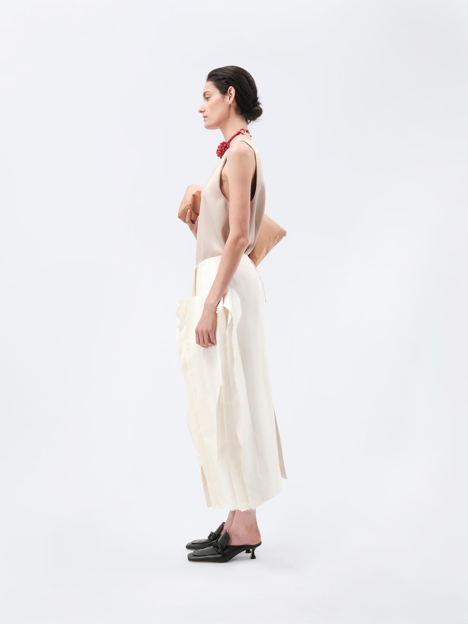 Millefeuille skirt in silk wool toile