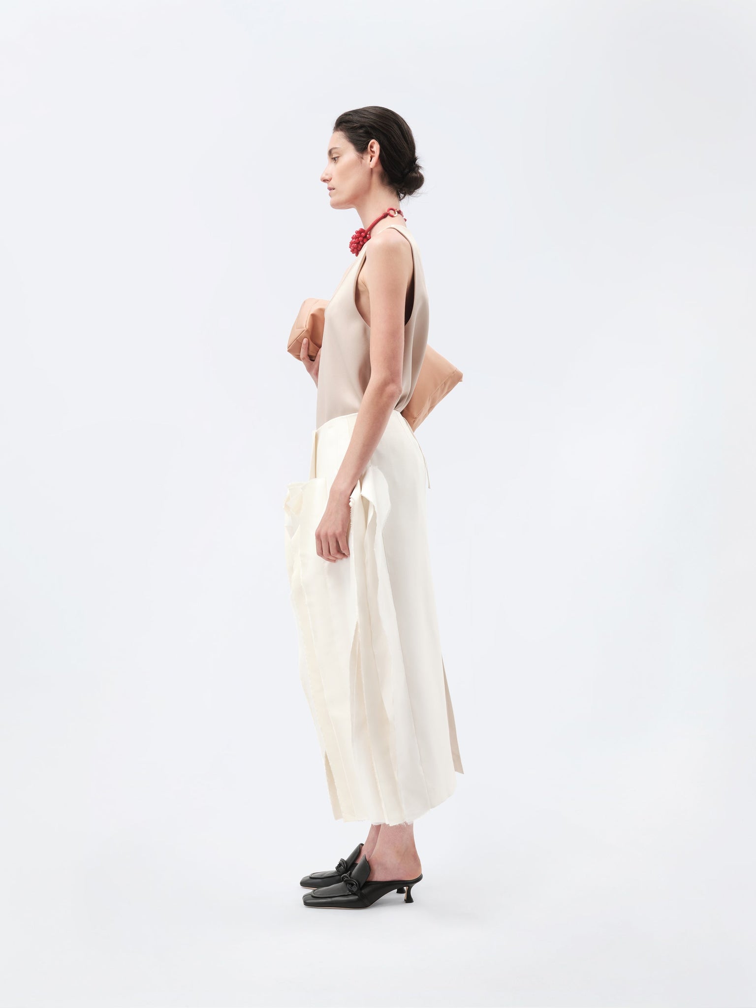 Millefeuille skirt in silk wool toile