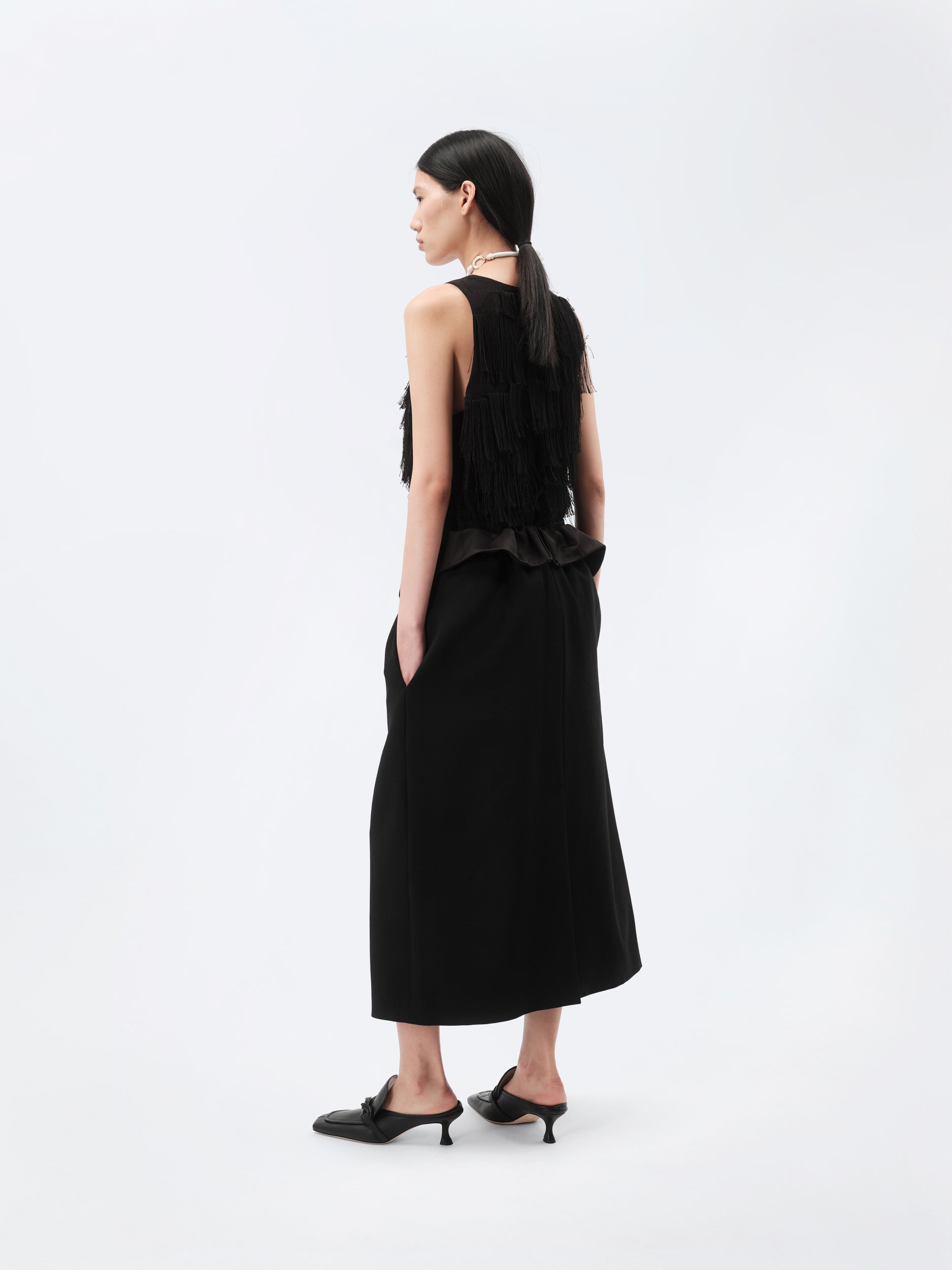 Soft orchid skirt in wool canvas