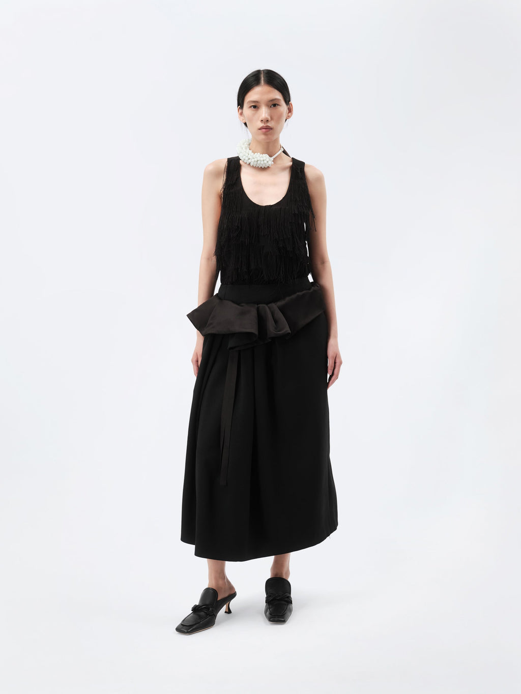 Soft orchid skirt in wool canvas