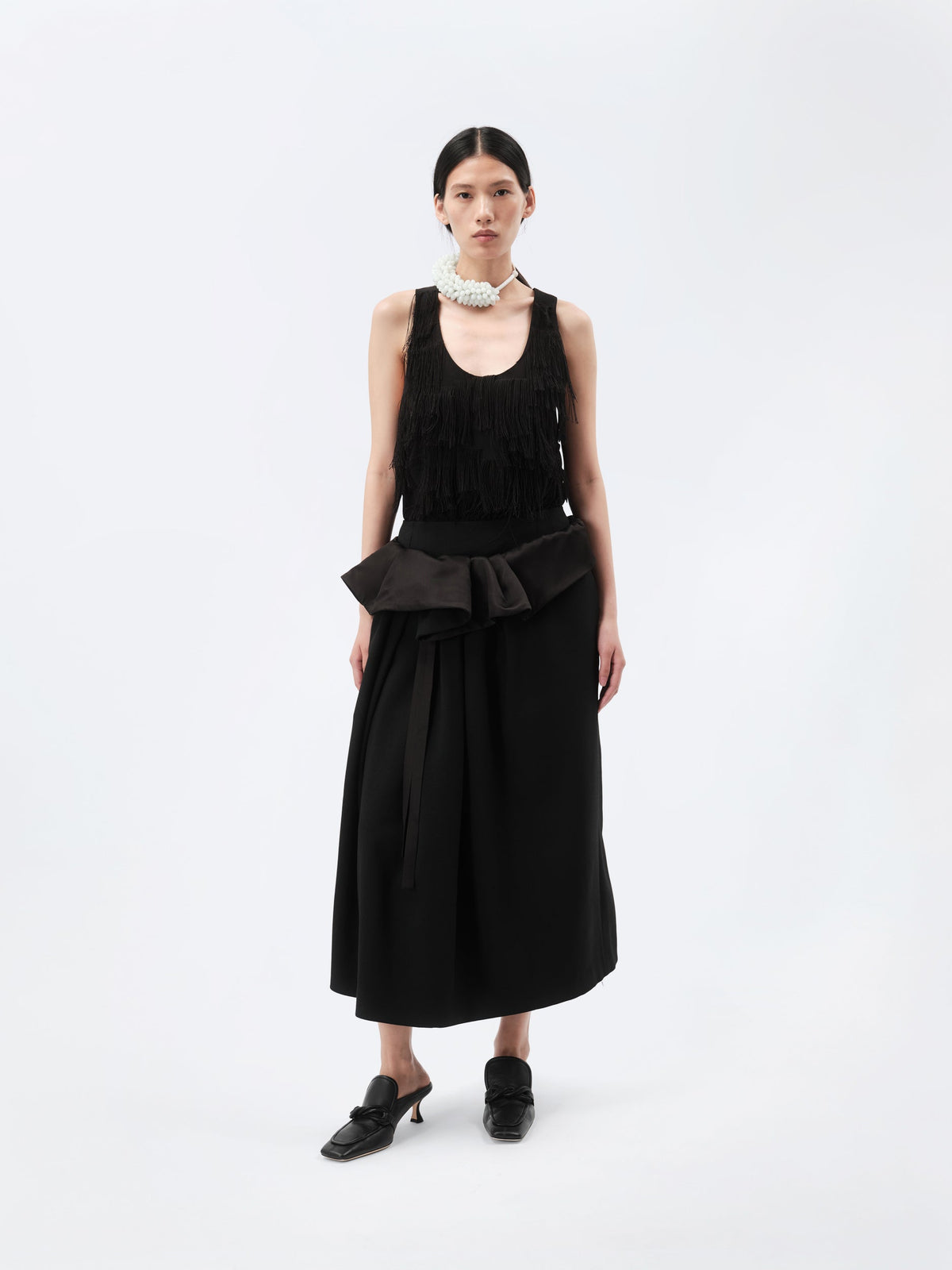 Soft orchid skirt in wool canvas