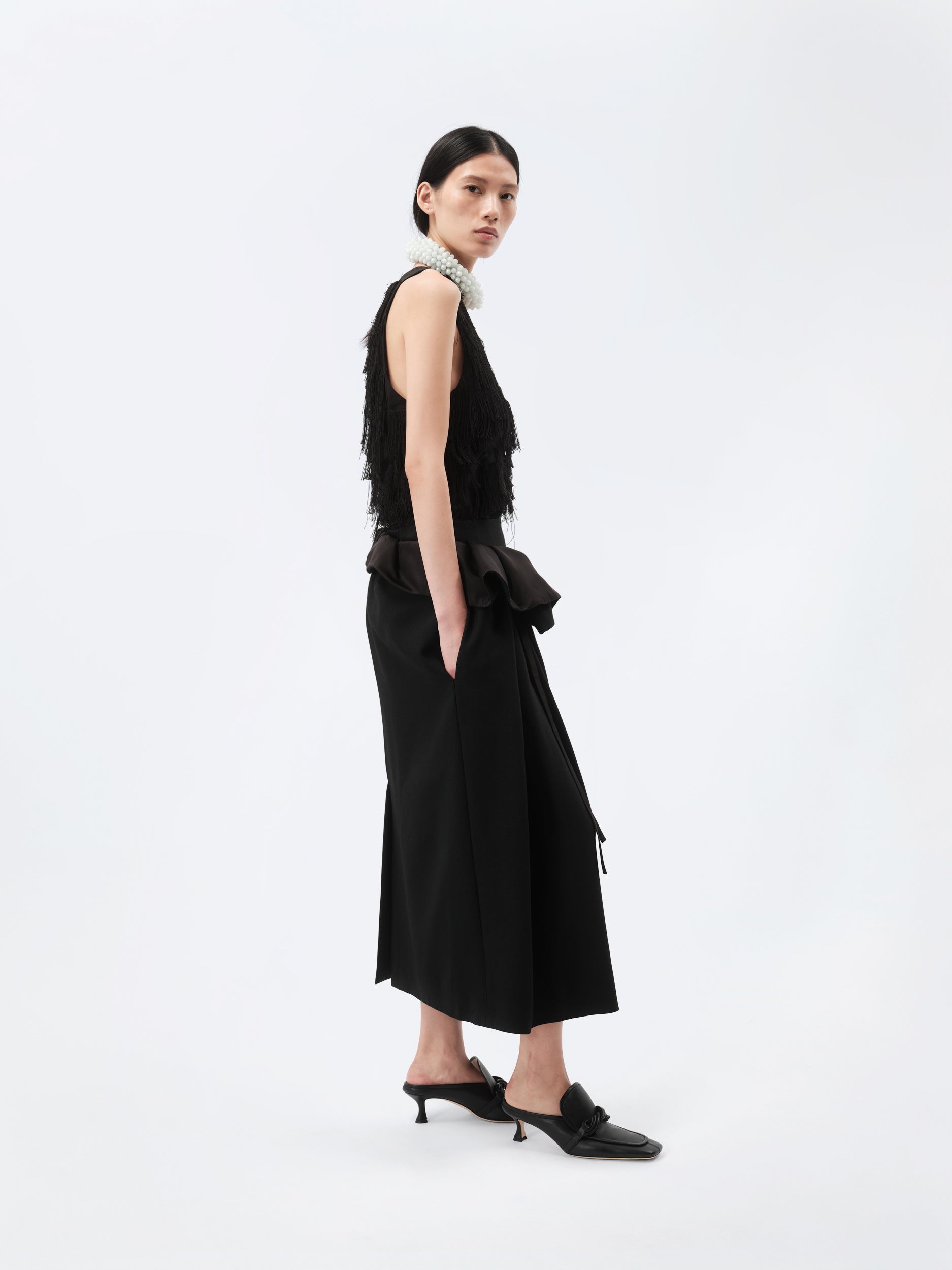 Soft orchid skirt in wool canvas