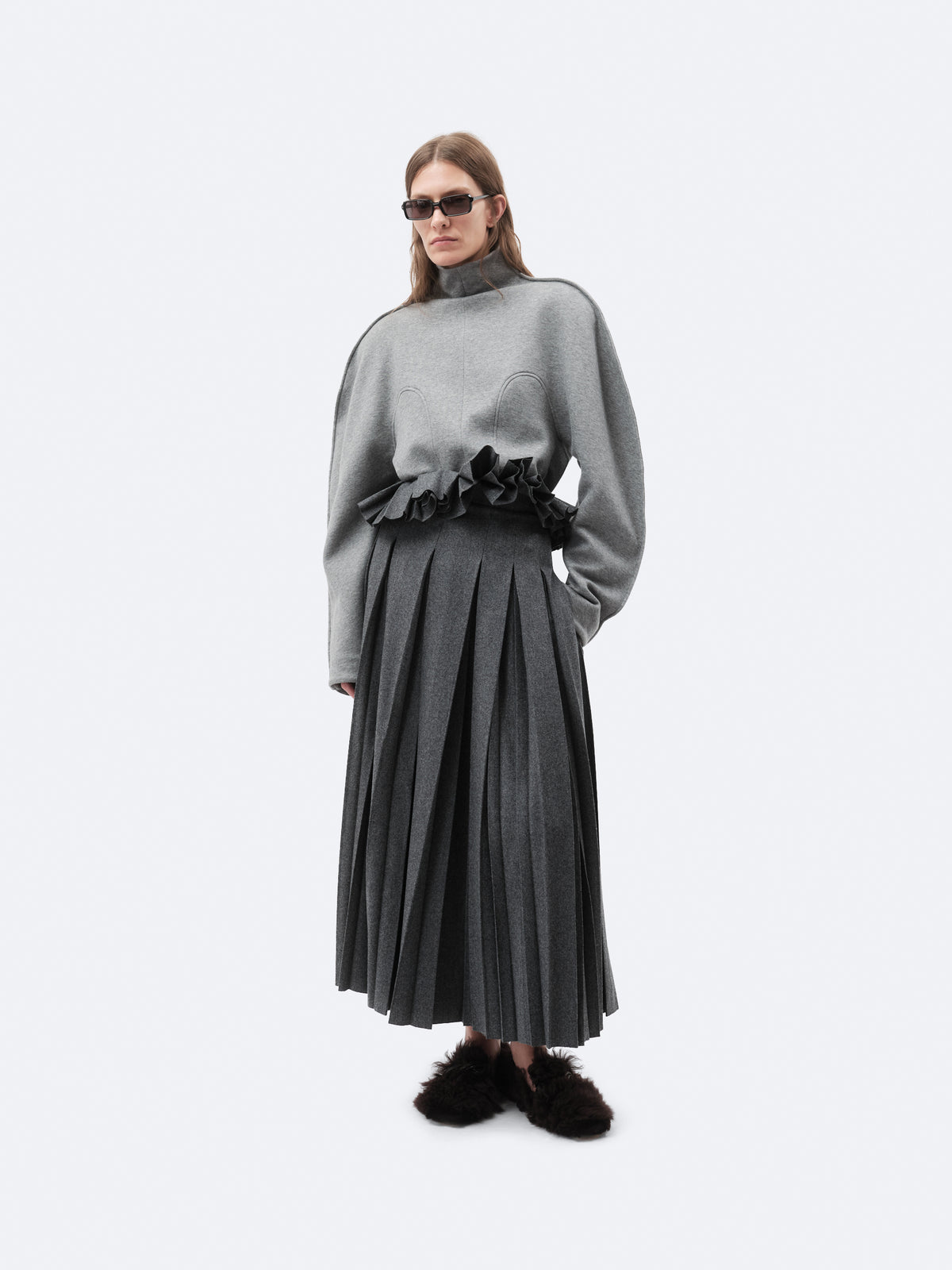 Pleated skirt in flannel
