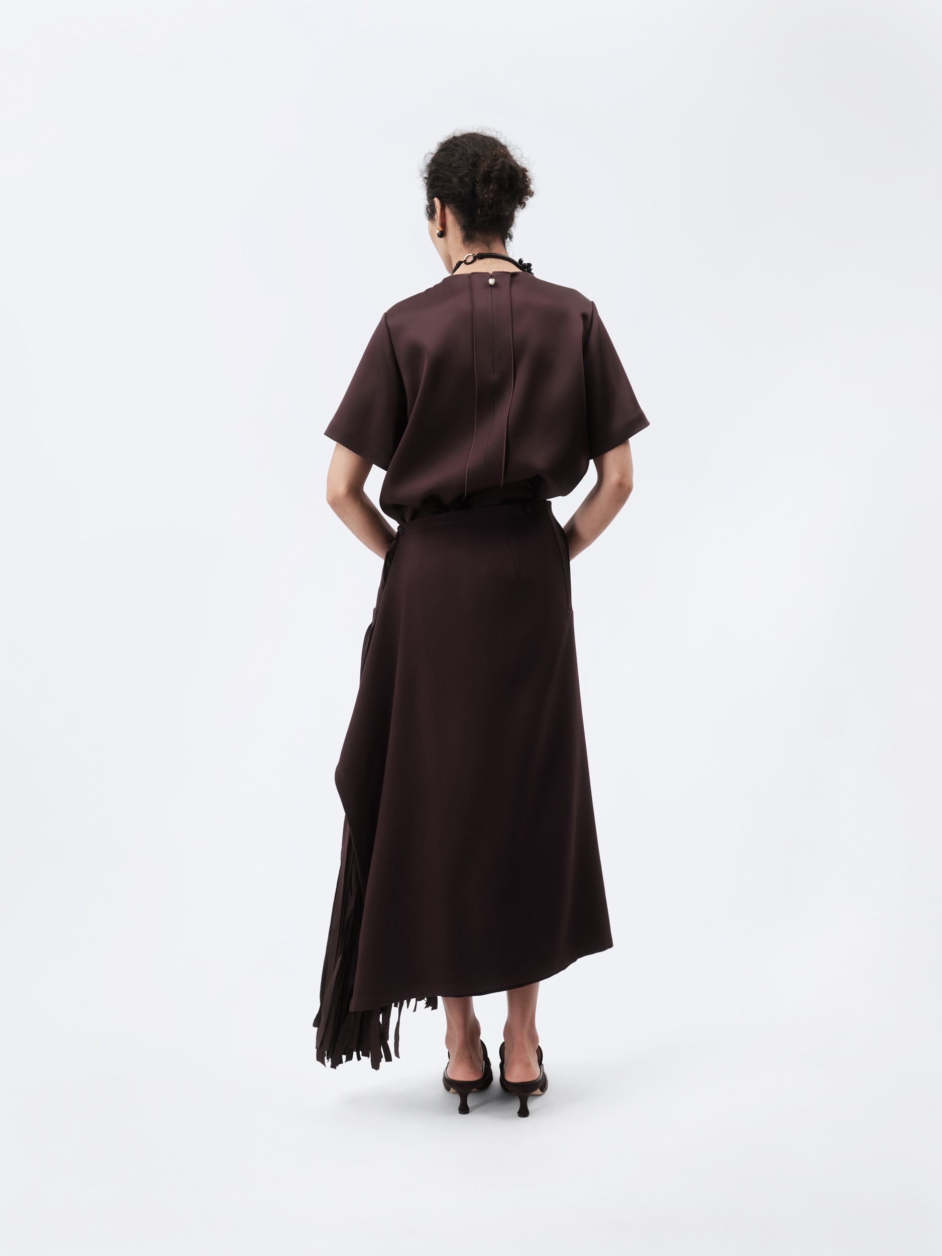Ribbon skirt in wool canvas