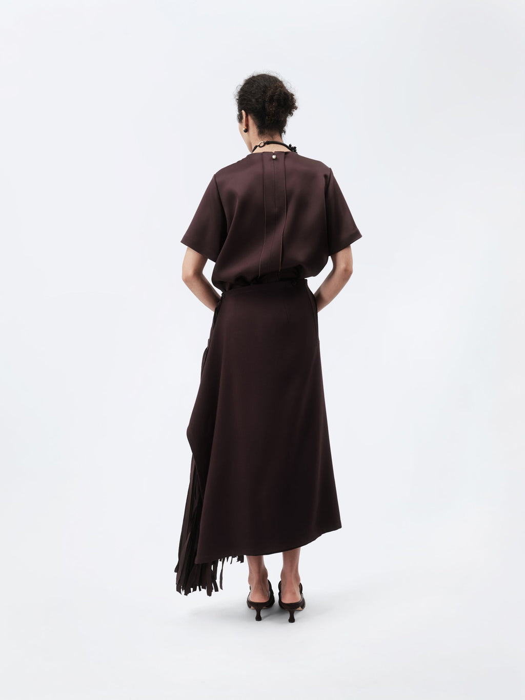 Ribbon skirt in wool canvas