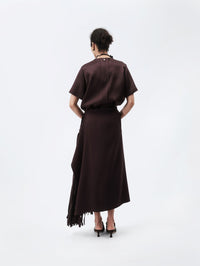 Ribbon skirt in wool canvas