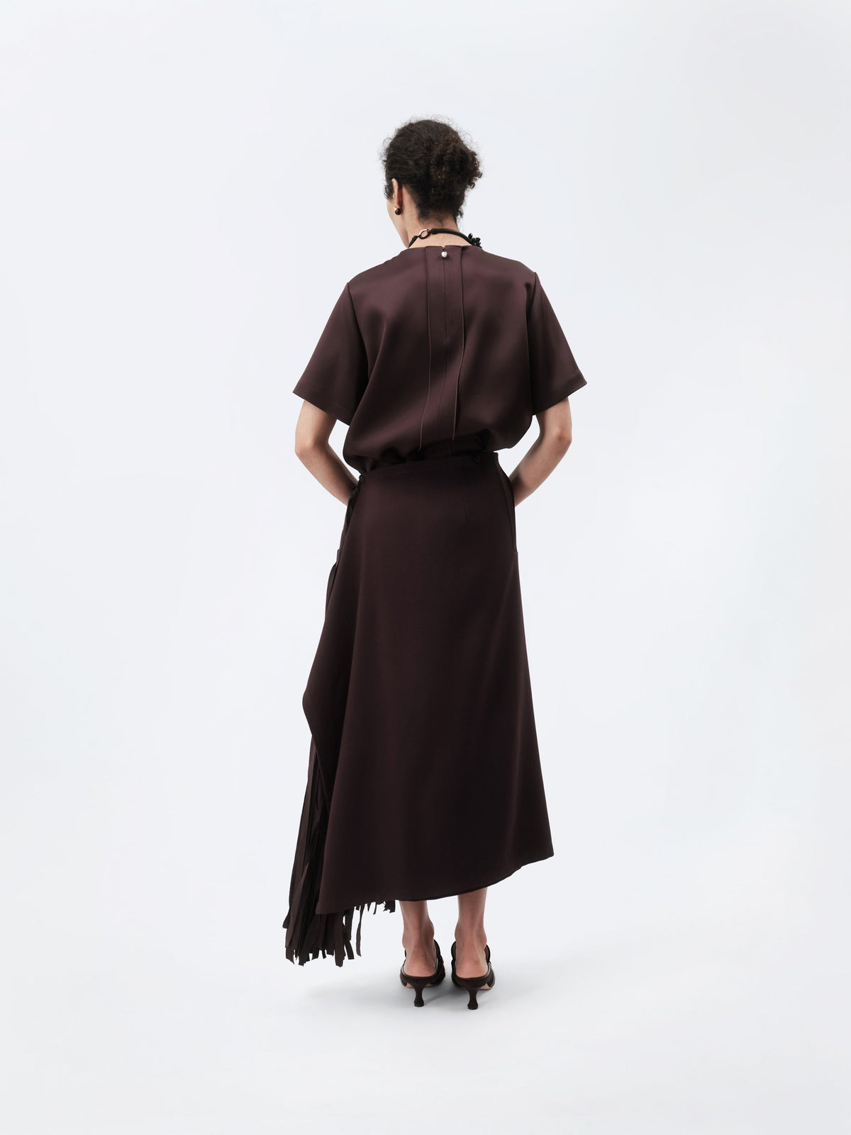 Ribbon skirt in wool canvas