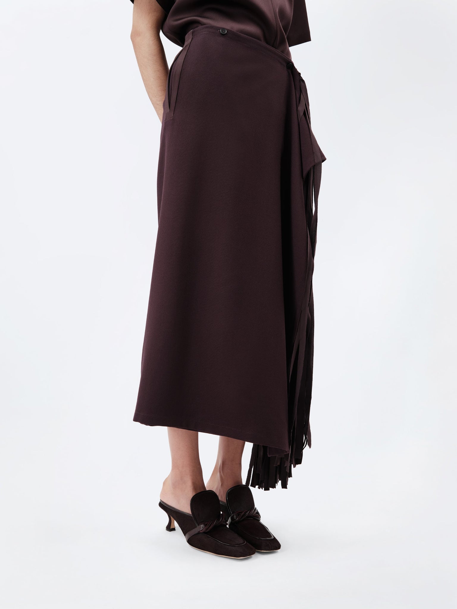 Ribbon skirt in wool canvas