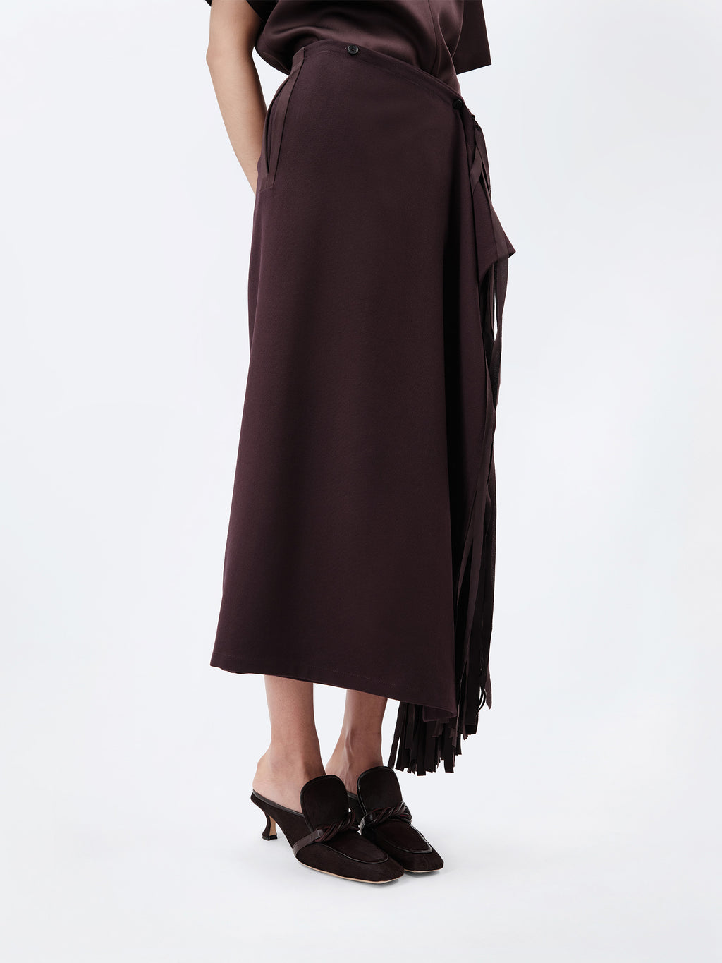 Ribbon skirt in wool canvas