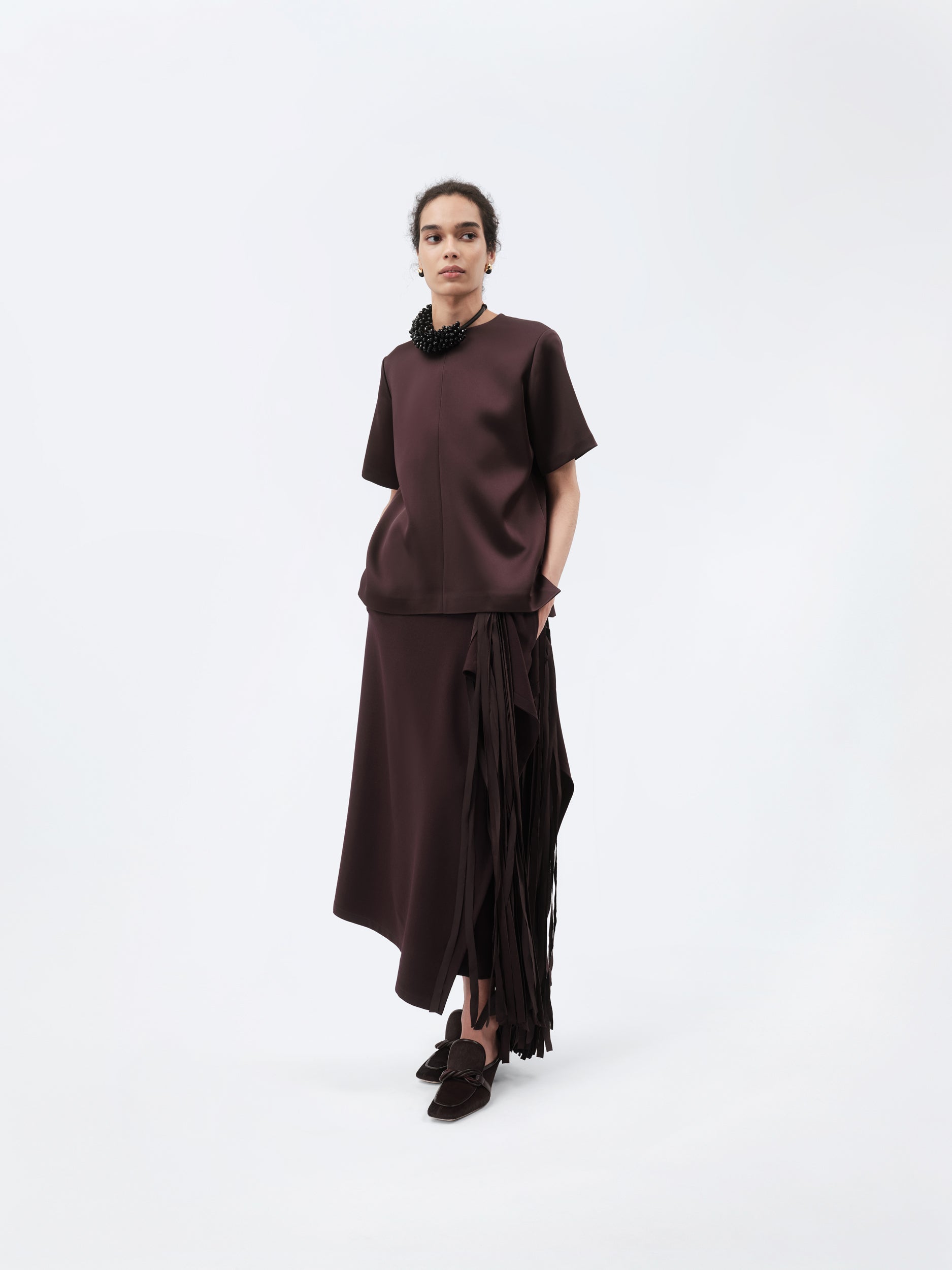 Ribbon skirt in wool canvas