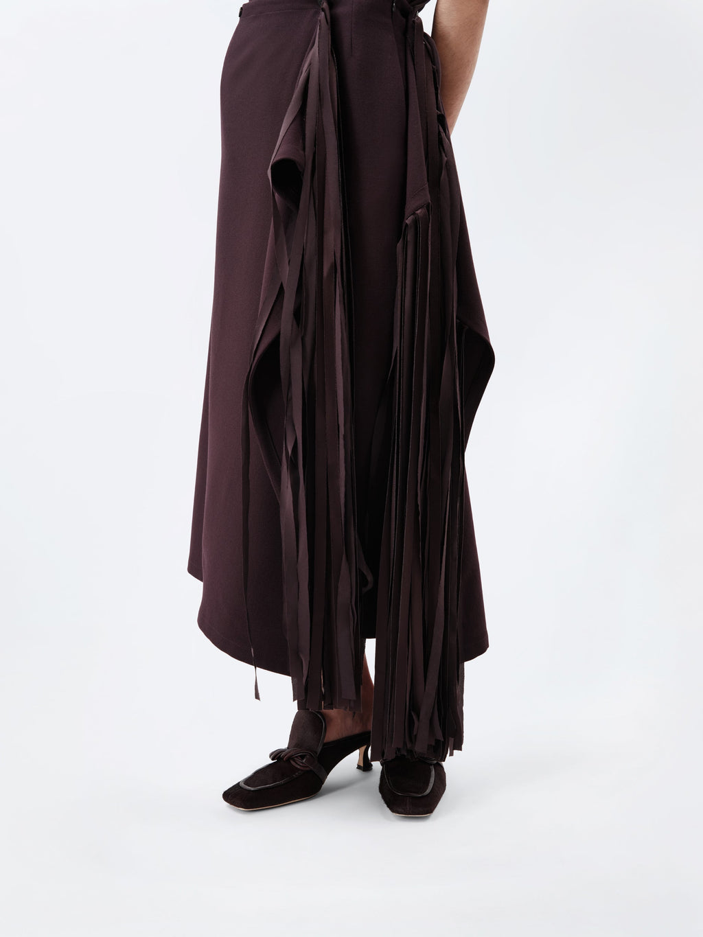 Ribbon skirt in wool canvas