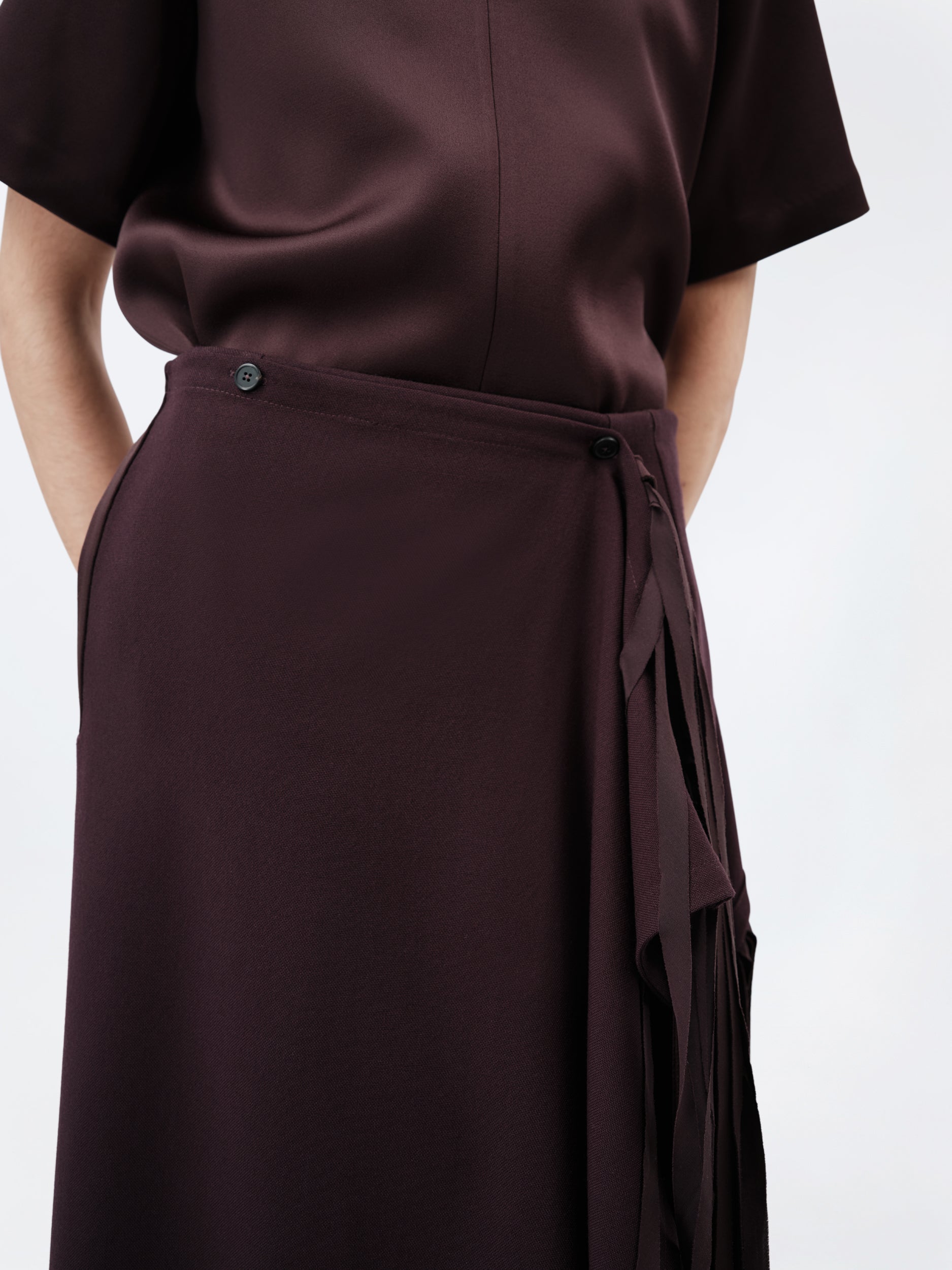 Ribbon skirt in wool canvas