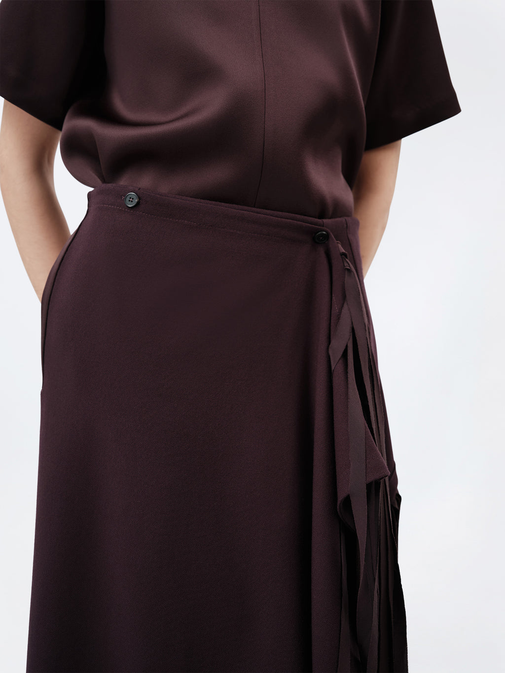 Ribbon skirt in wool canvas