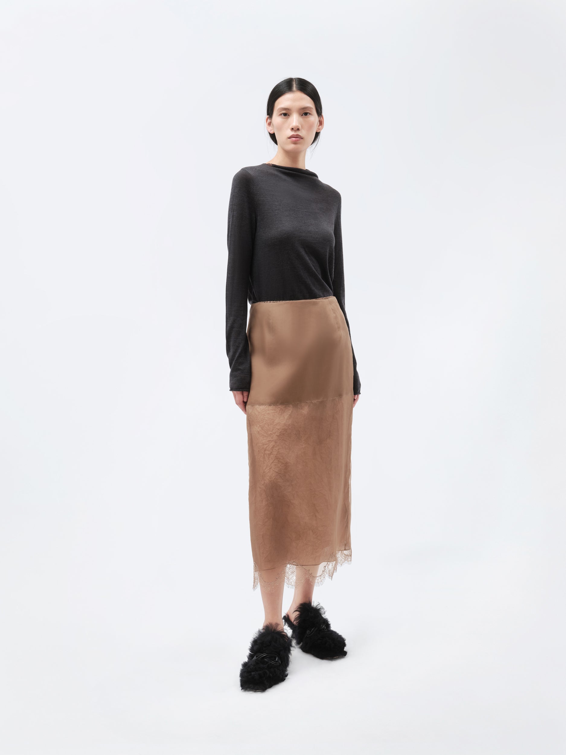 Sheer lingerie skirt in silk organza