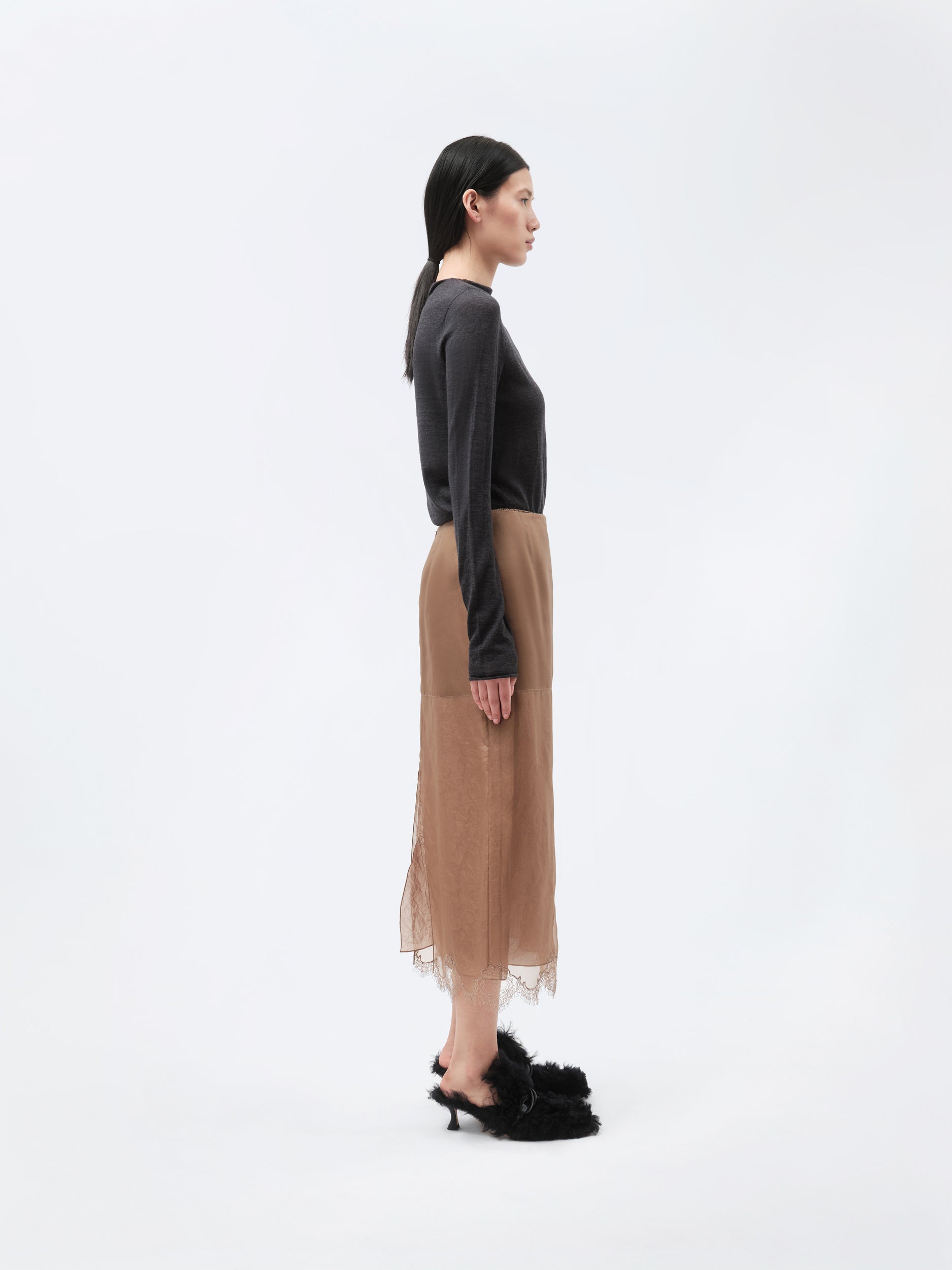 Sheer lingerie skirt in silk organza