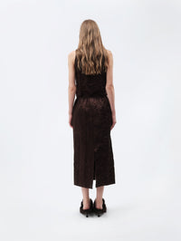 Pull-on skirt in crushed satin