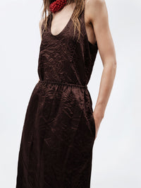 Pull-on skirt in crushed satin