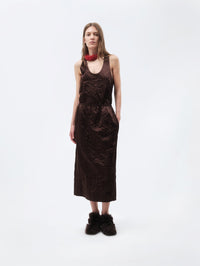 Pull-on skirt in crushed satin
