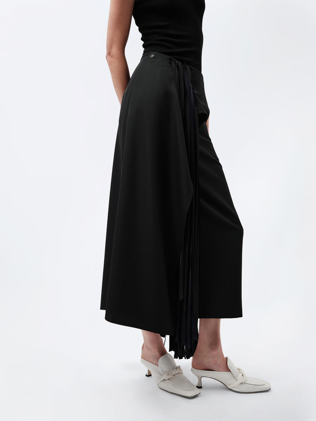 Ribbon skirt in grain de poudre