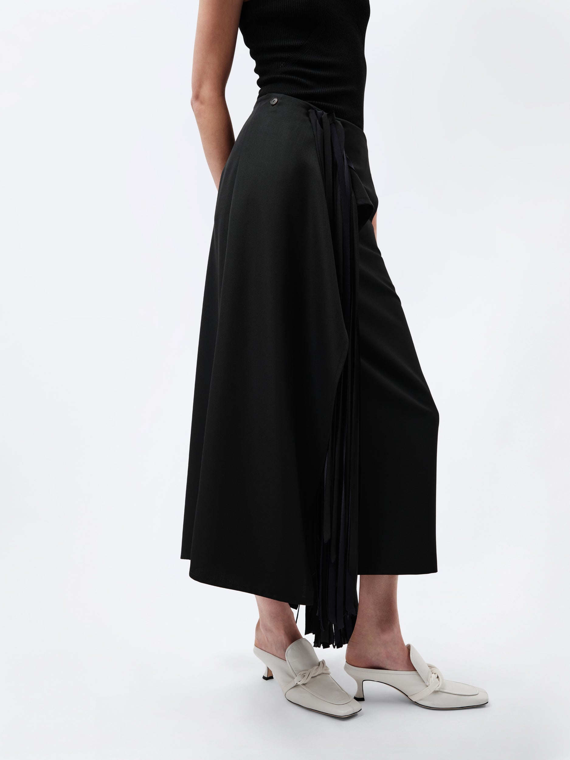 Ribbon skirt in grain de poudre