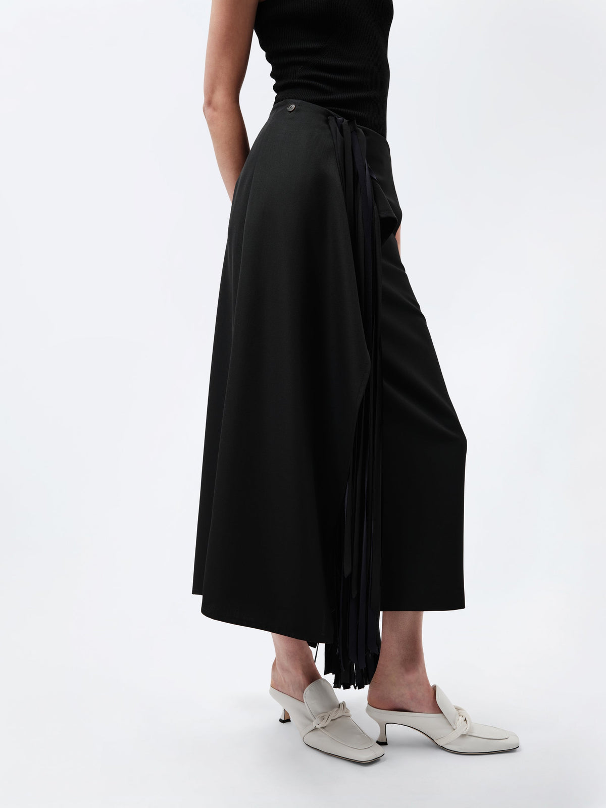 Ribbon skirt in grain de poudre