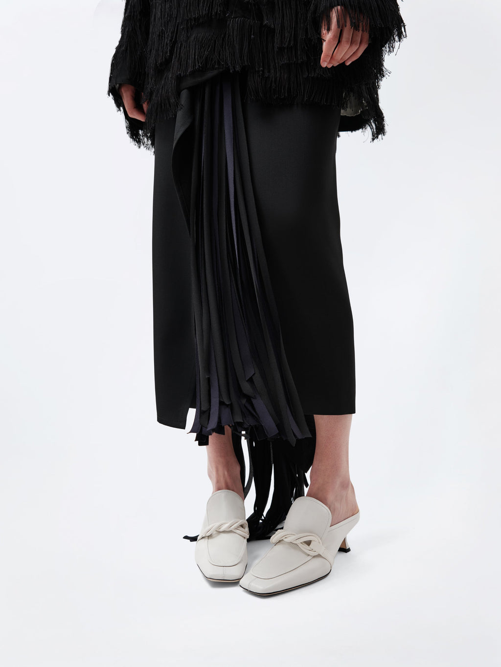 Ribbon skirt in grain de poudre